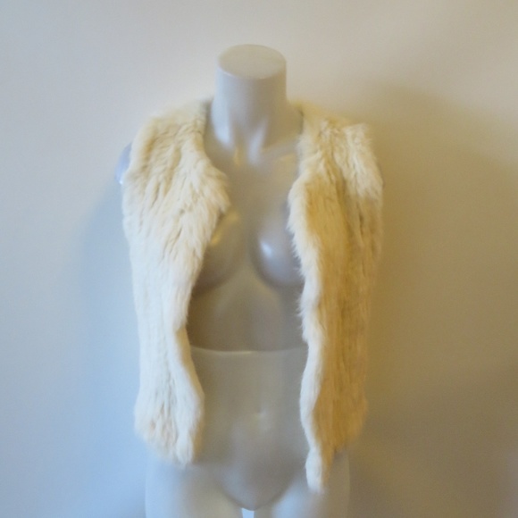 525 AMERICA LUXE BLUSH RABBIT FUR OPEN VEST SZ S - Picture 2 of 8